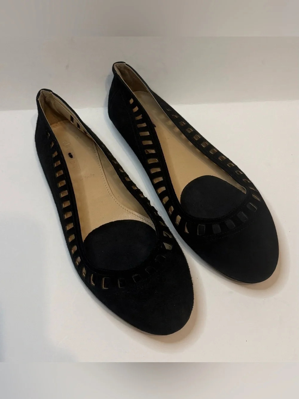 J. Crew Nora Suede Black Cut Out Ballet Flats 6